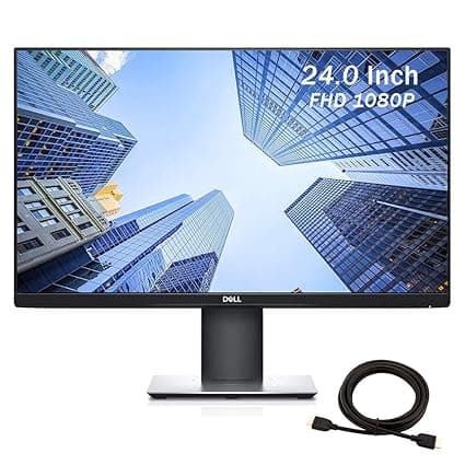 2020 Dell P2419H 24 Inch FHD (1920 x 1080) IPS LED-Backlit Anti-Glare Monitor, DisplayPort, HDMI, VGA, USB, VESA Mounting, Black + NexiGo 4K HDMI Cabl