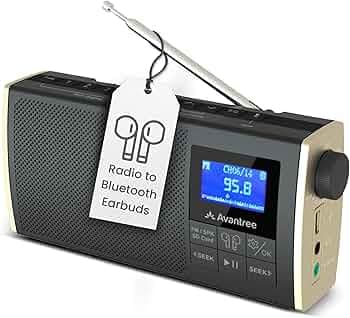 Avantree Soundbyte T - Portable FM Radio with Bluetooth Speaker, Audio Transmitting to Wireless Headphones, SD Card Player Capabilities, 11hr Recharge...