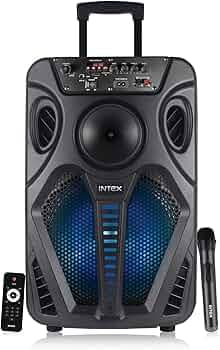 Intex Thriller 550 Bluetooth Trolley Speaker | 55W Powerful Sound with Wireless Karaoke Mic | LED Display & TWS Function | Remote & Bluetooth v5.0 | 1...