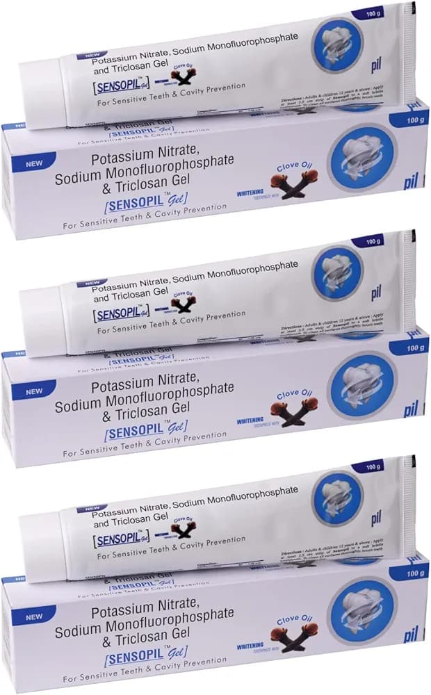 Pil Sensopil Gel Whitening Toothpaste With Clove Oil & Dual Action Formula | For Sensitive Teeth & Cavity Prevention- (100g Each) (Pack of 3)