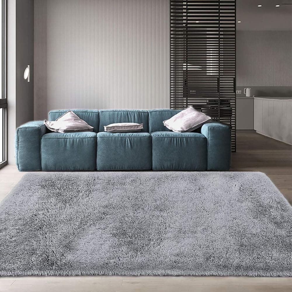 Sifa Carpet Hand Woven Modern Shaggy Carpets with 2Inch Pile Height Grey Color 4x6 Feet