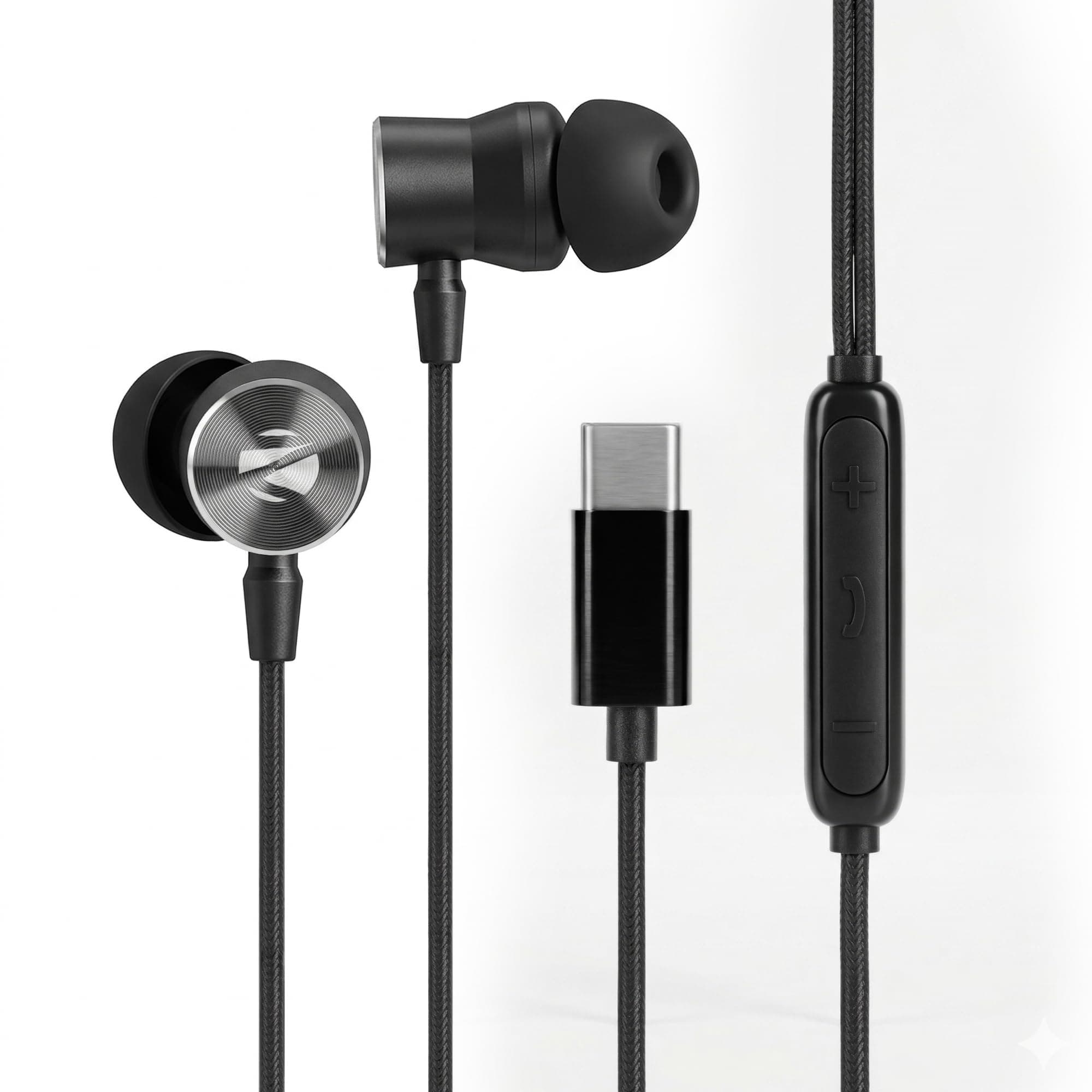 Zebronics Type-C Wired in-Ear Earphones, 10mm Neodymium Drivers, in-line Mic with Volume Control, Magnetic Earbuds, 1.2m Durable Cable, Metallic in-Ea...