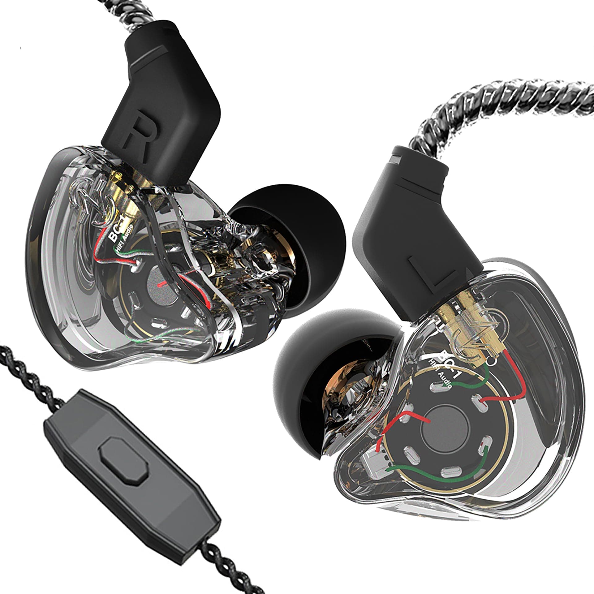 Yinyoo CCZ Melody Monitor Earbuds Wired in-Ear Earphones with Microphone IEM HiFi Bass with 1DD 1BA Hybrid, Detachable Cable for Smartphones/PC/Tablet/Gaming/Video/Music/Calling