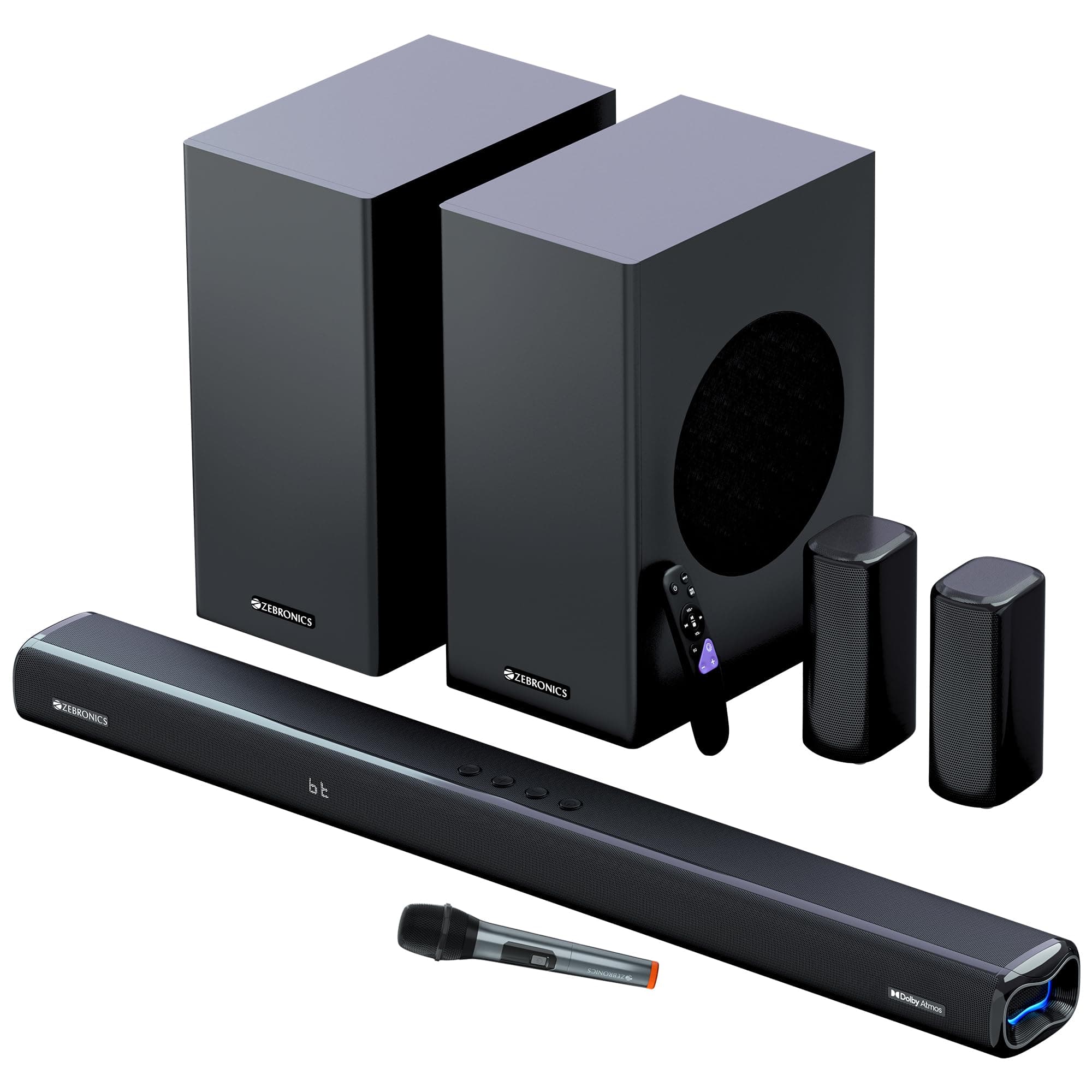 ZEBRONICS New Launch Juke BAR 9850 7.2.2 (5.2.4) Channel Soundbar, 725 Watts, Dolby Atmos, HDMI eARC, Optical, Dual Wireless (Subwoofer + Satellites),...