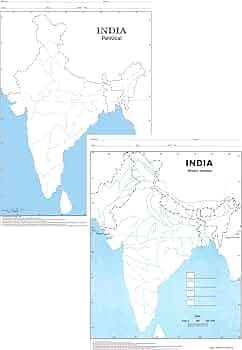 India Political & India Rivers (50 Nos Each) Outline map | A4 Size (100 maps) | Multipurpose map For School/College Assignments/Projects/ Practical Pa...