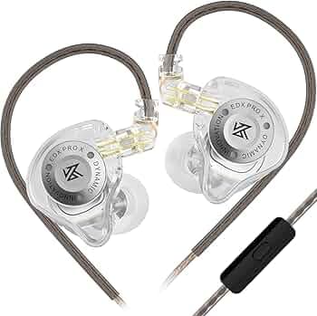 KZ EDX PRO X HiFi in-ear Monitor Earbuds,Sports Dynamic in-ear Headphone 0.75 Pin Cable,Powerful Bass Earphone for Audiphiles (Crystal, with microphon...