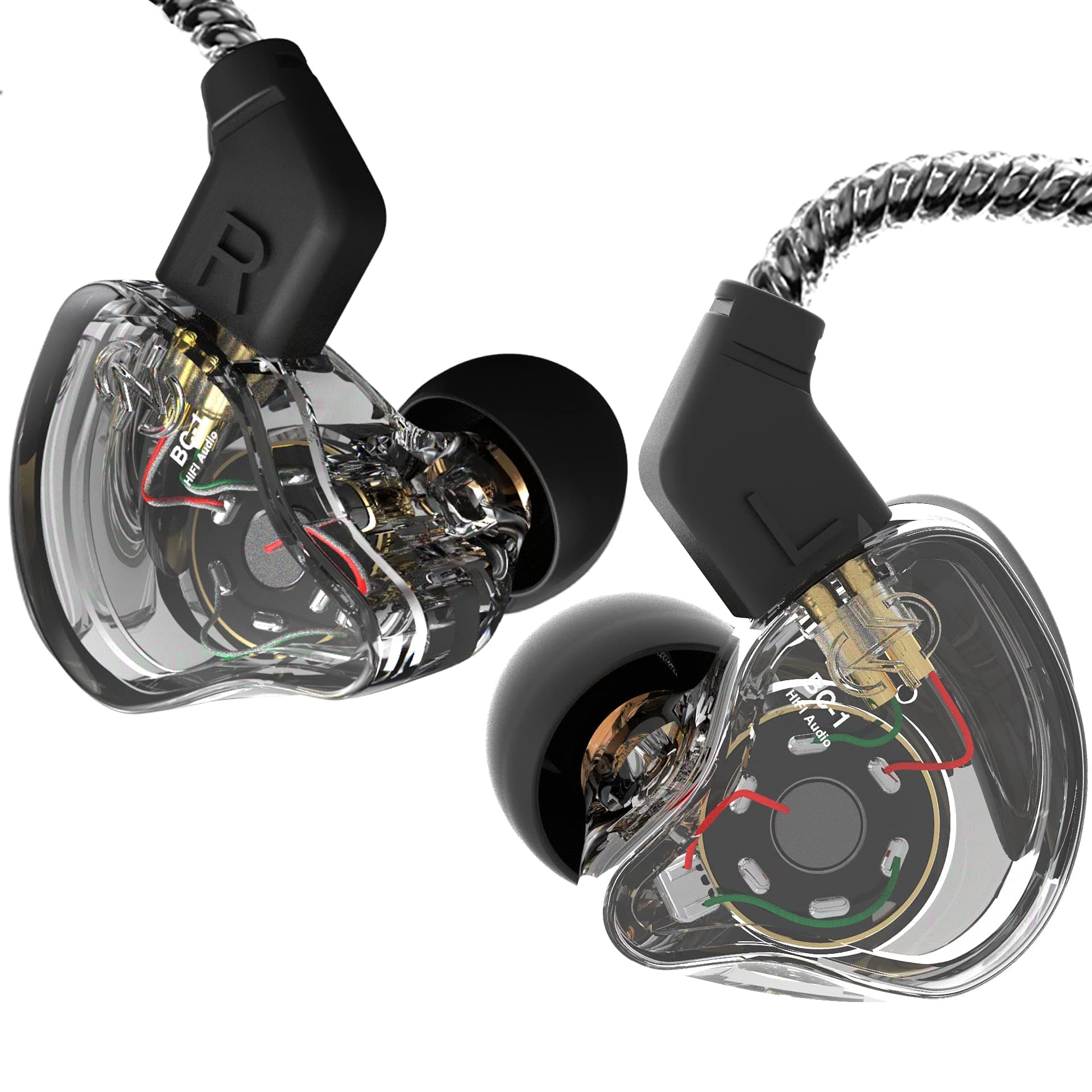 Yinyoo CCZ Melody in-Ear Monitors Earphones Headphones Wired Earbuds Without Microphone IEM HiFi Bass with 1DD 1BA, Ear fins, 4N OFC Cable for Musicians, Singer, on Stage, Studio