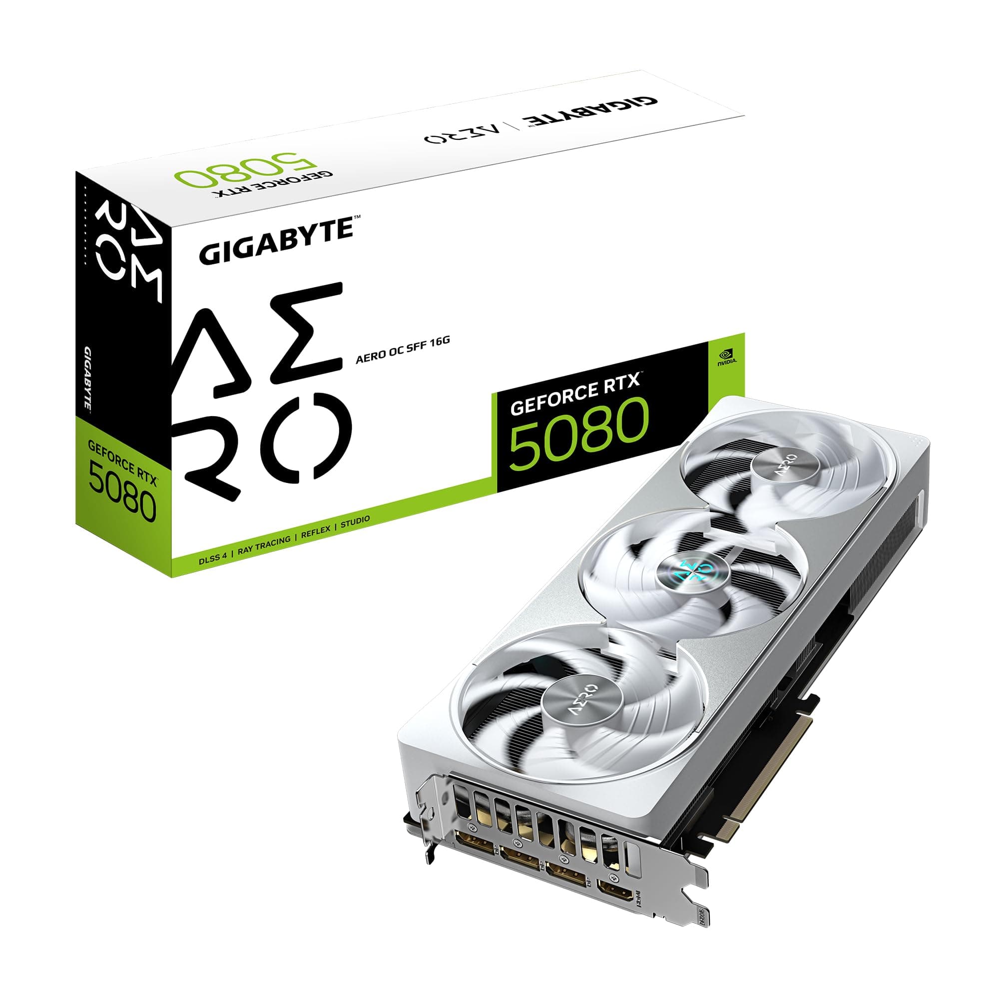 Gigabyte GeForce RTX 5080 AERO OC SFF 16G Graphics Card - 16GB GDDR7, 256 Bit, PCI-E 5.0, 2730MHz Core Clock, 3 x DisplayPort, 1 x HDMI, GV-N5080AERO ...