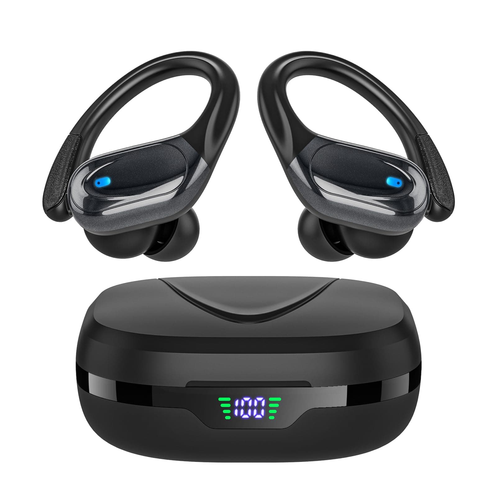 HAOYUYAN Wireless Earbuds, Noise Canceling, LED Power Display (Black)