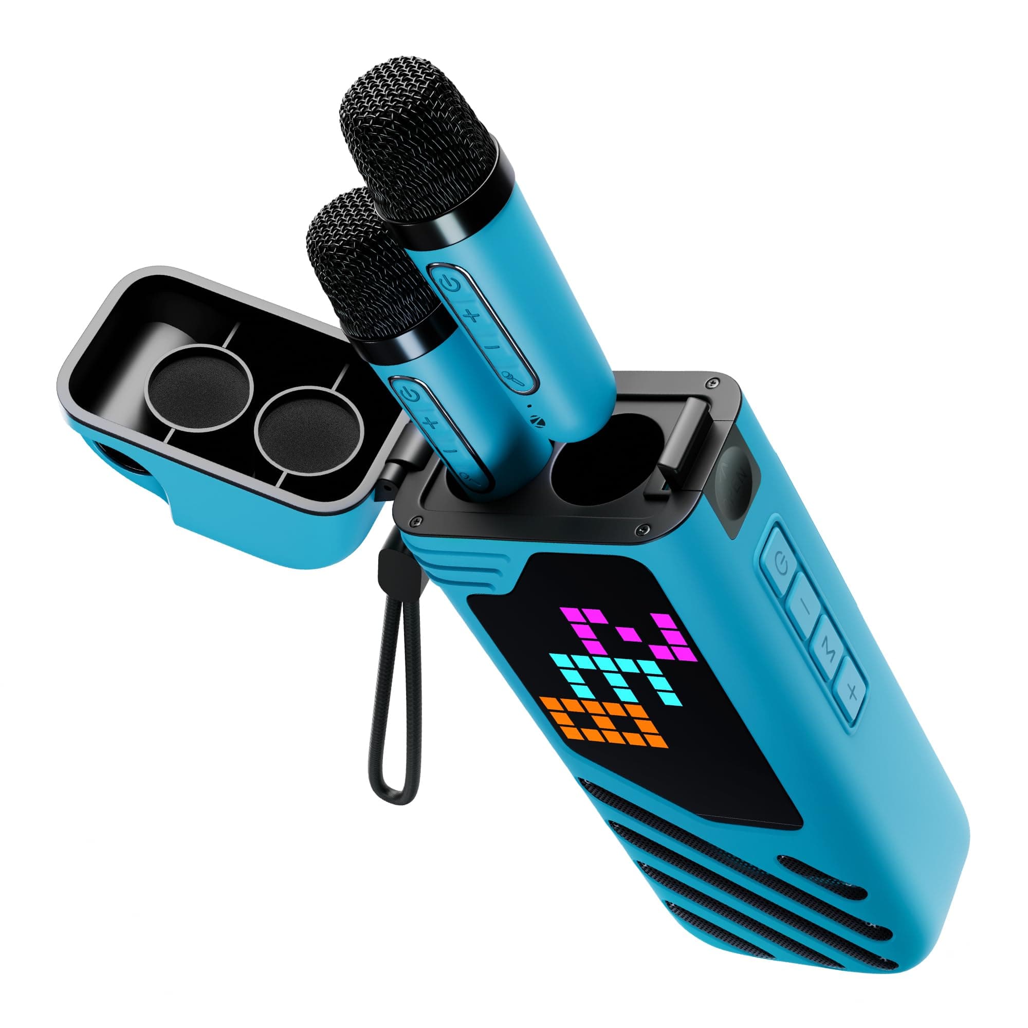 Zebronics Music Bomb X50 Bluetooth Speaker, 20W RMS, Up to 7h Playback, 4000mAh, Dual Wireless Mics + Holder, Karaoke & Voice Changer, 17 Animations L...