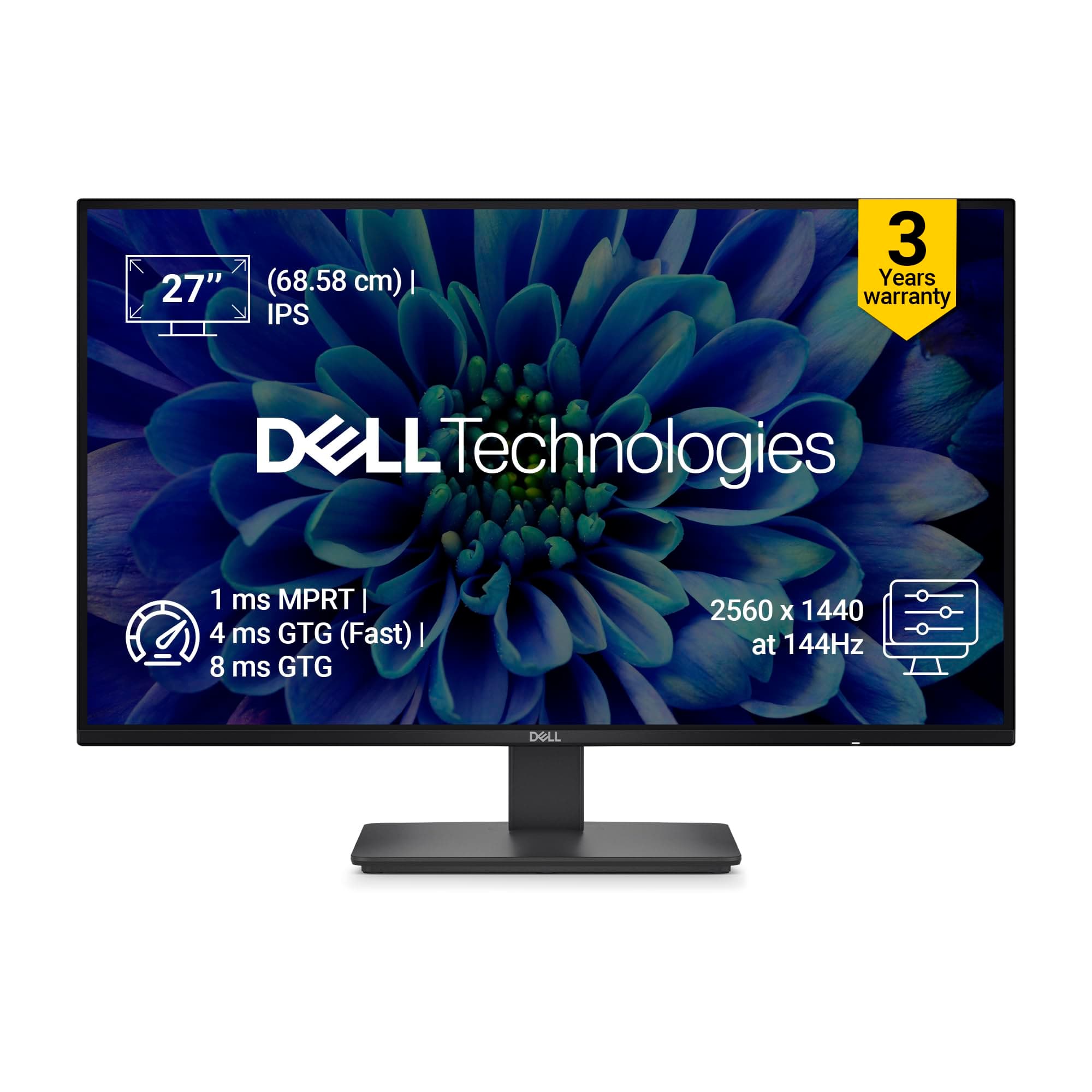 Dell SE2726D 27 inch (68.58 cm) QHD IPS Display, 144Hz Refresh, AMD FreeSync, Eye Comfort Technology, Flicker-Free, HDMI/DP Connectivity, Elegant Desi...