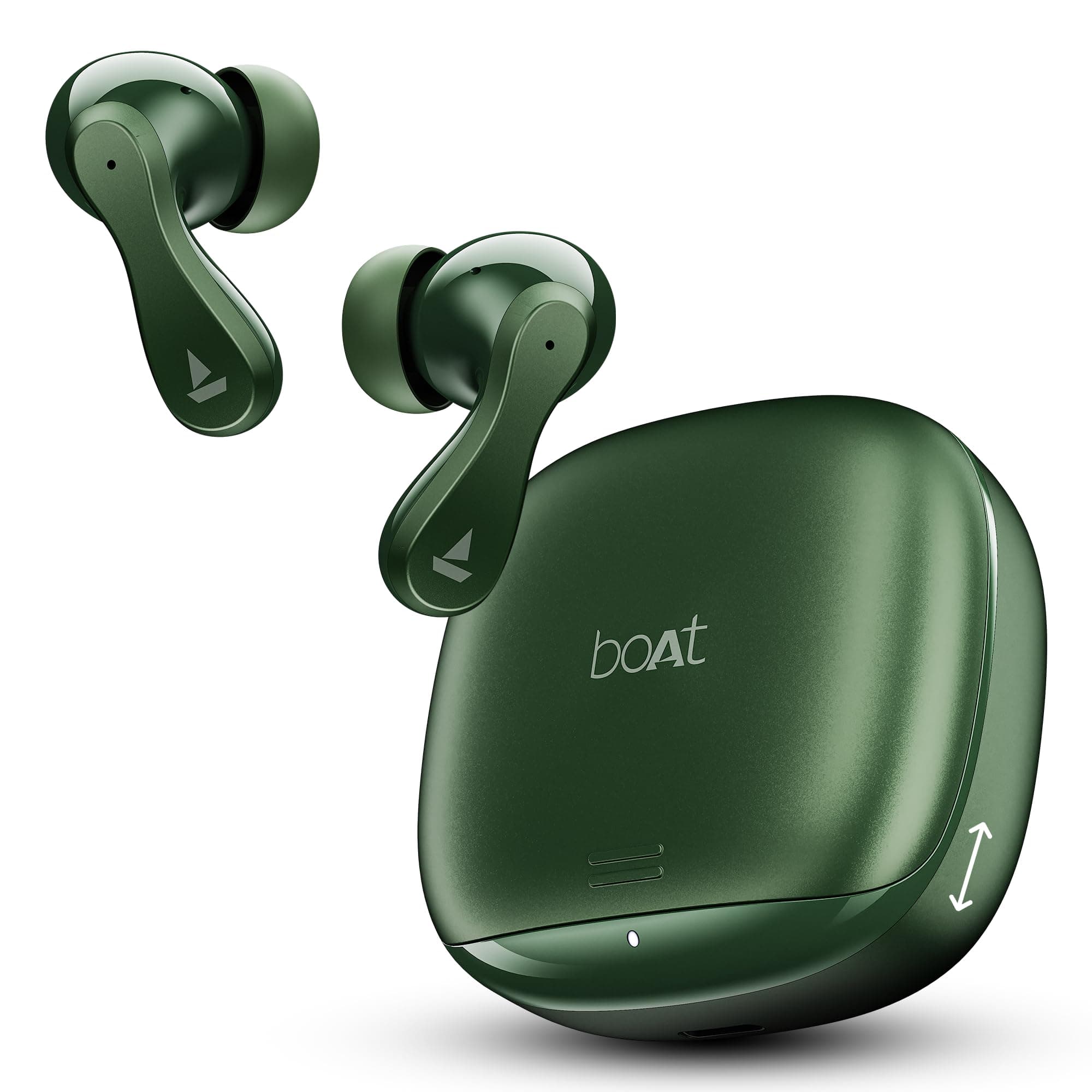 boAt 2025 Launch Airdopes 313, 13mm Drivers, Glide Shell, 75hrs Playback, Signature Sound, 4Mics with ENx Tech, ASAP Charge, Bluetooth Earbuds, TWS Ear Buds Wireless Earphones with mic (Jade Green)