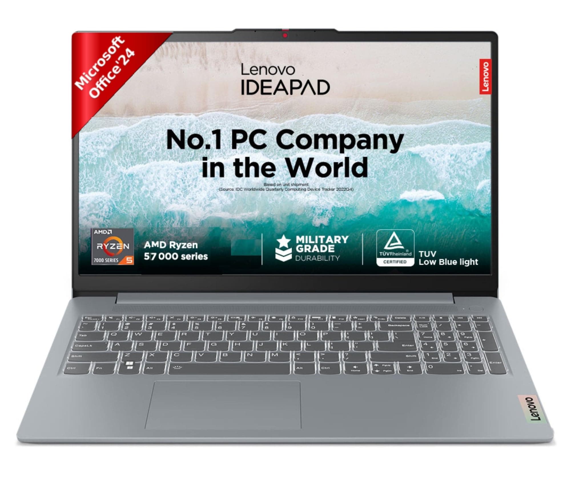 Lenovo IdeaPad Slim 3 Ryzen 5 7520U 15.6" (39.6cm) FHD Thin and Light Laptop (16GB RAM/512GB SSD/Backlit Keyboard/Windows 11/ Office 2024/Grey/1.6Kg),...