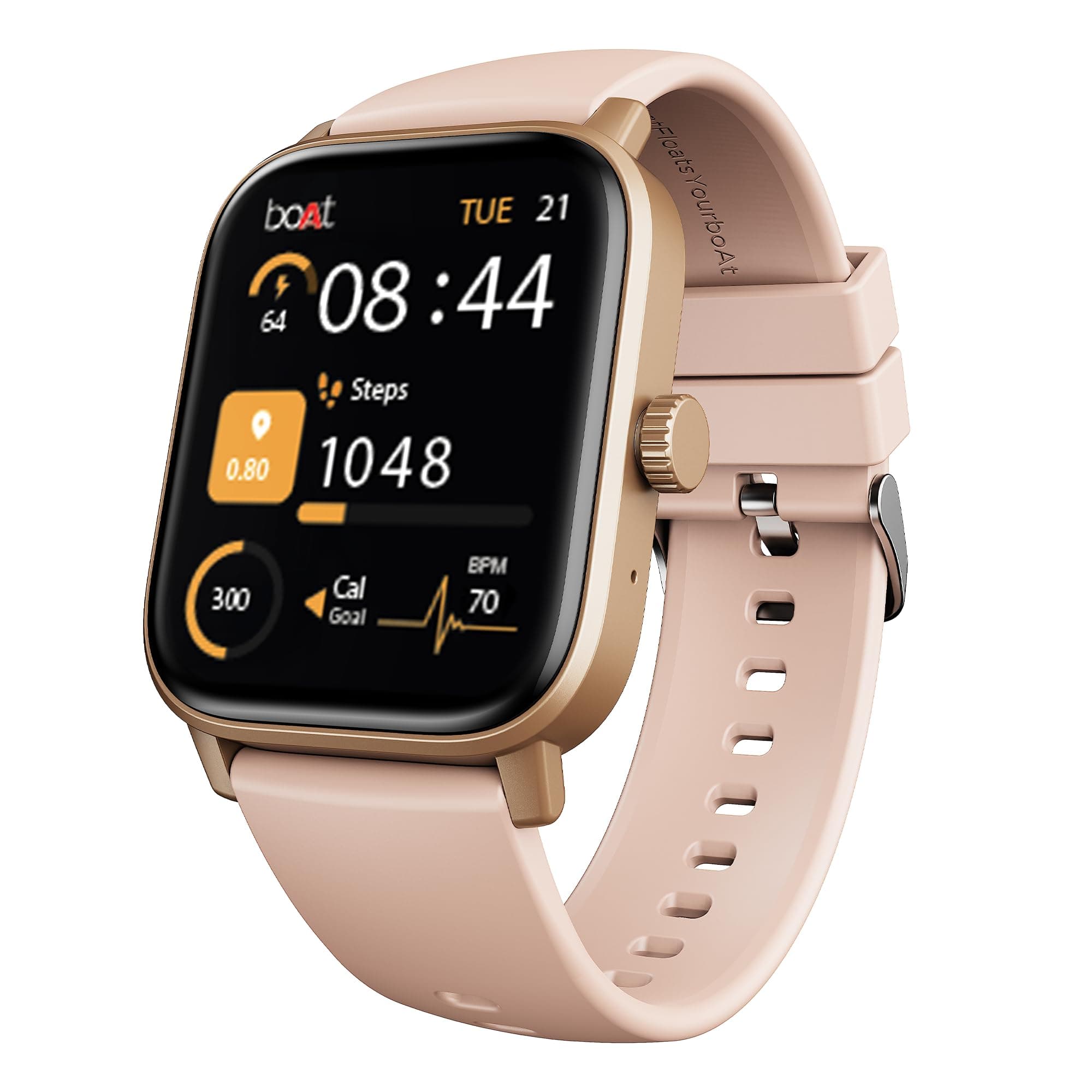 Boat Wave Call 3 Smartwatch 1.83 HD Display with Animated Watch Faces; BT Calling, Functional Crown, Multiple Sports Modes, IP68, HR, SpO2 Monitor, Sm...