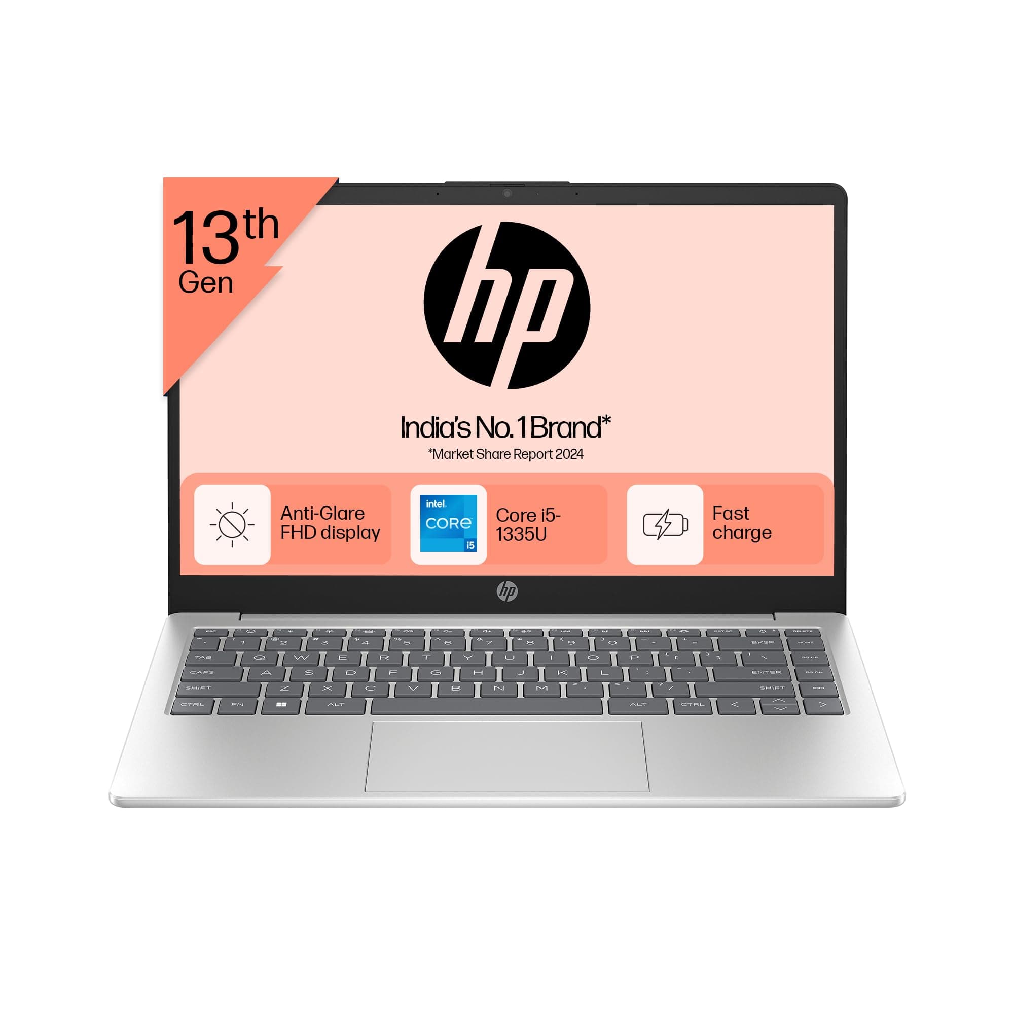 HP Laptop 14, Intel Core i5-1335U, 14-inch(35.6 cm),FHD,Anti-glare,16GB DDR4,512GB SSD,Intel Iris X graphics, Imagepad,Dual speakers, Windows 11,MSO,S...