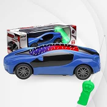 Gooyo 6328-2 Battery Operated 3D Lights Famous Remote Control High Speed Racing Car Toy for Kids | Blue Color, Power Source: 3xAA Battery in Car & 2xA...