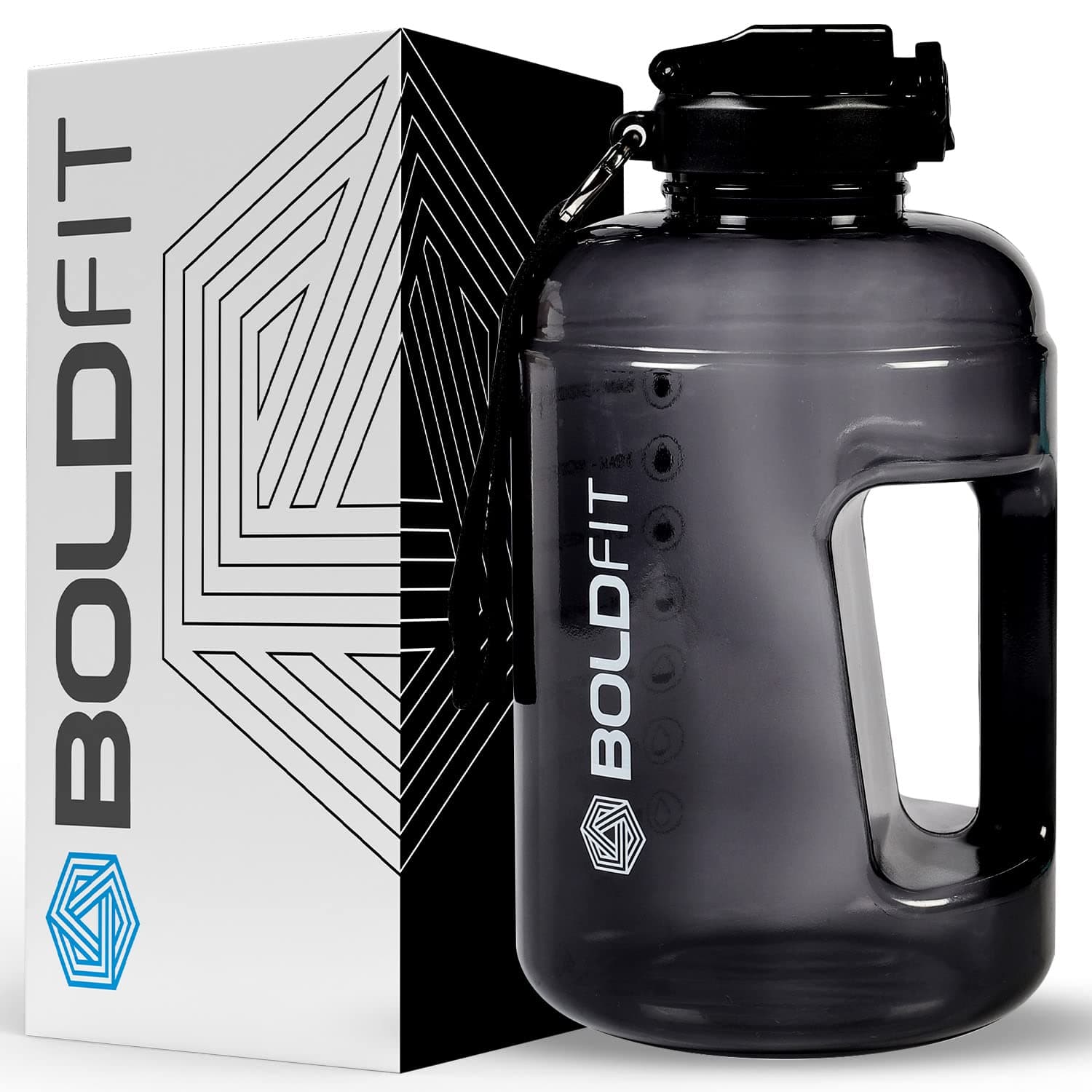 Boldfit Gallon Water Bottle 2. 2 litre water bottle With Time Marker motivational water bottle 2.2 litre For Gym Bottle 2.2l water bottle 2.2 liter water bottle Gym water bottle 2+ litre - Black
