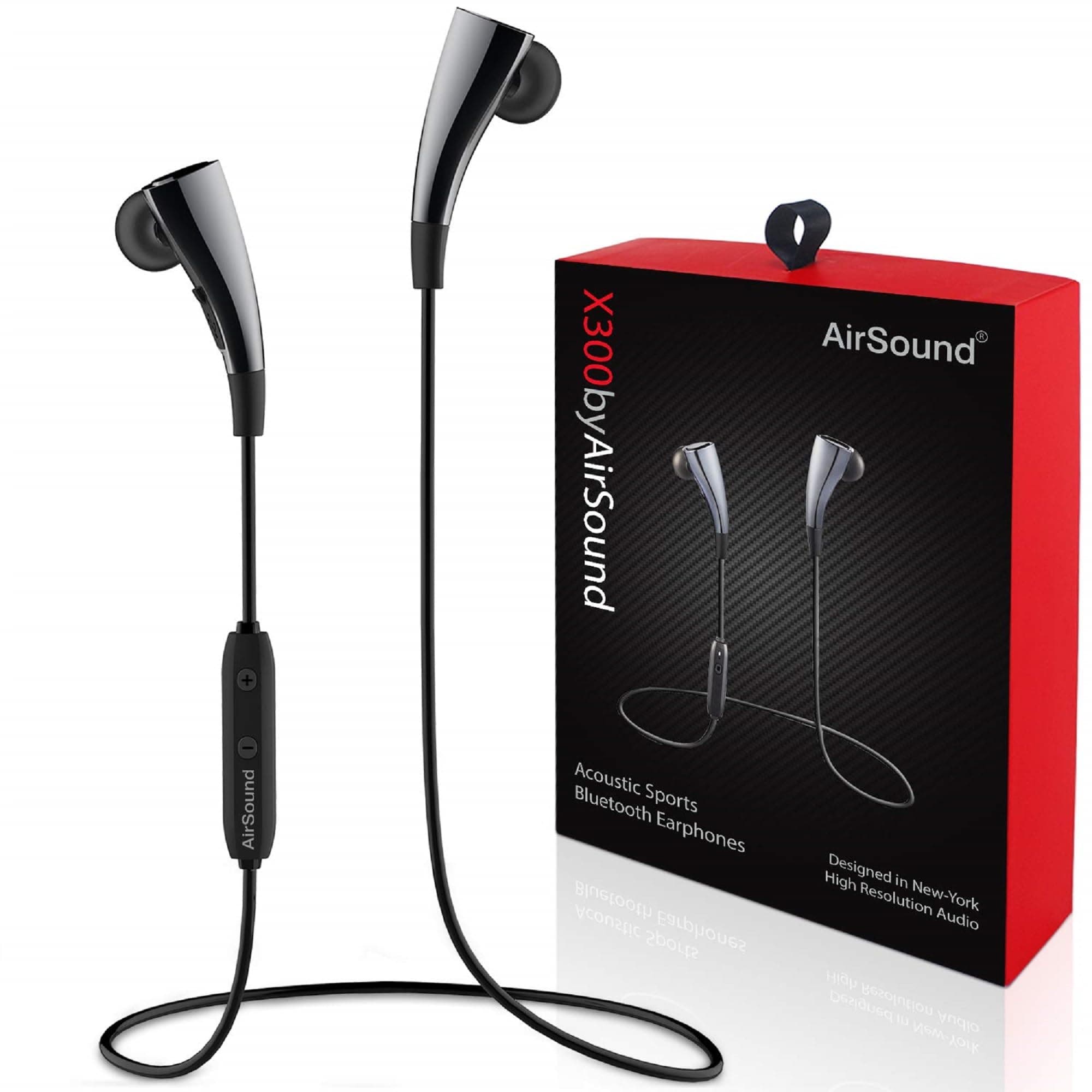 Tukzer AirSound X300 Wireless Bluetooth in-Ear Headphones, Magnetic-Auto Pause/Auto-Play, HD Stereo & Mic (X300)