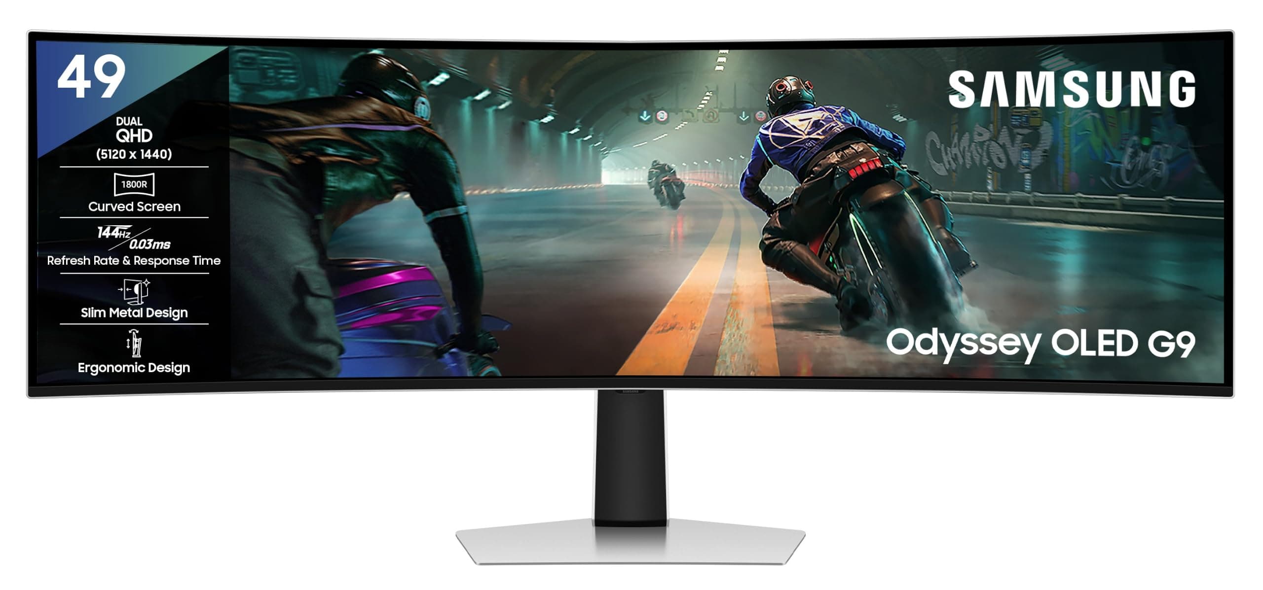 Samsung 49" Odyssey OLED G9 Curved Gaming Monitor|Dual QHD 5120 x 1440|144Hz|0.03ms|DCI 99%|OLED Safeguard|FreeSync Premium Pro|G-Sync|Quantum Dot|HDR...