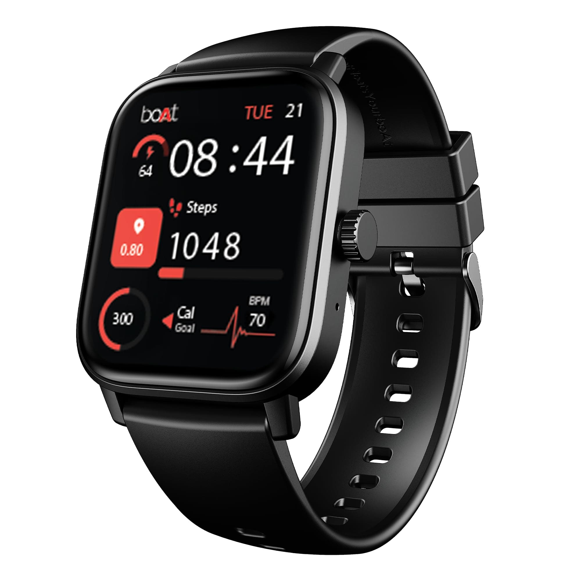 Boat Wave Call 3 Smartwatch 1.83 HD Display with Animated Watch Faces; BT Calling, Functional Crown, Multiple Sports Modes, IP68, HR, SpO2 Monitor, Sm...