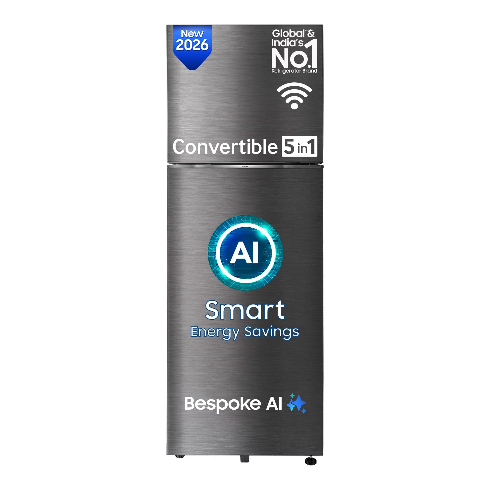 Samsung 467 L, 3 Star, Convertible 5-in-1, Digital Inverter, Frost Free Double Door, Bespoke AI WiFi Refrigerator (RT80H51C3KHL, Luxe Black, 2026 Mode...