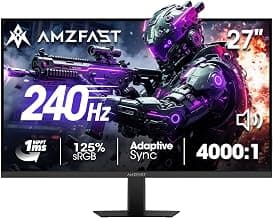 Amzfast 27 in 240Hz Gaming Monitor, Fast VA Panel FHD 4000:1, Contrast Computer Screen with Speakers, HDMI DP 125% sRGB VE...
