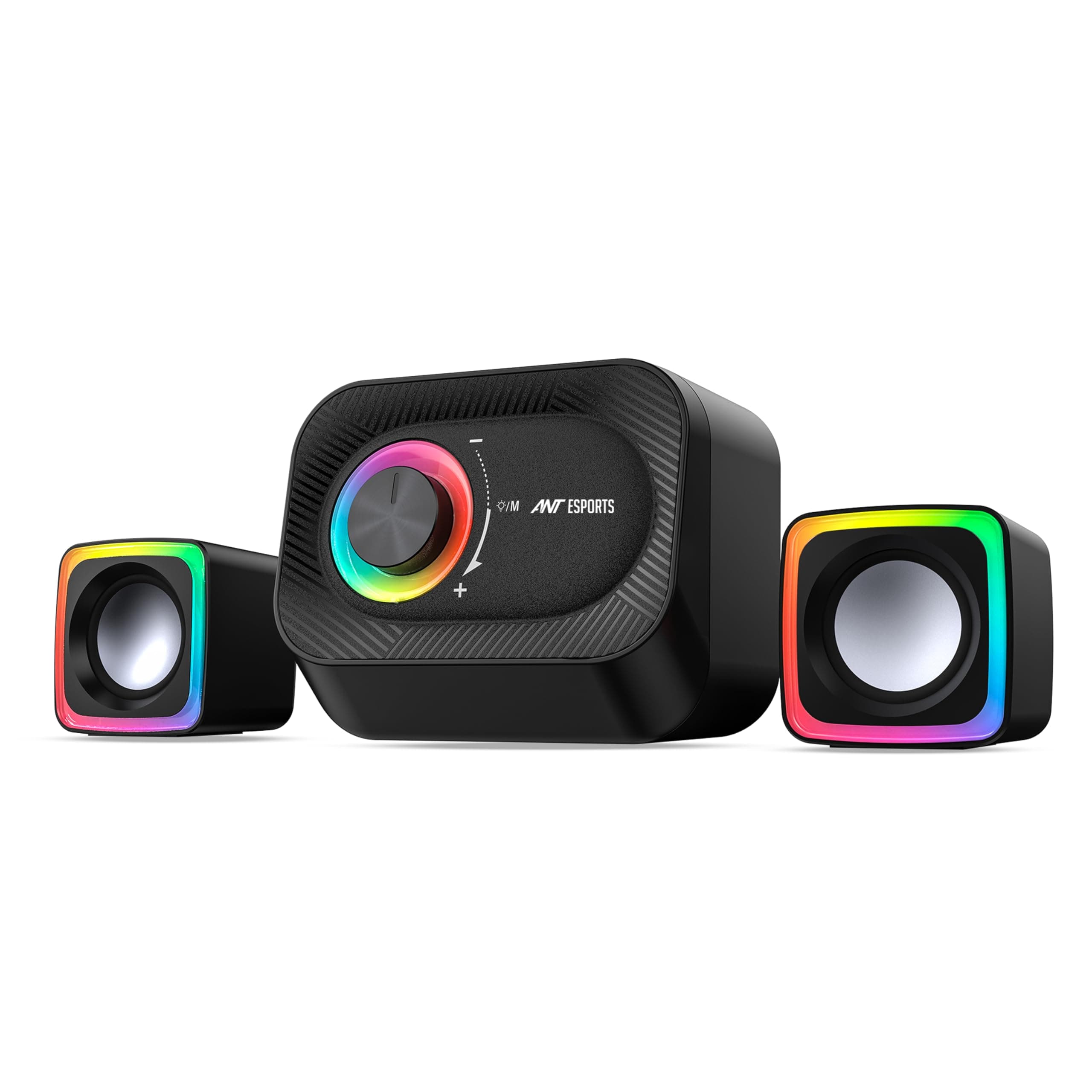 Ant Esports GS340 PRO 2.1 USB Powered Gaming Speakers |5W Subwoofer Dual 3W Satellites |Bluetooth/AUX Input | Volume Control |7-Mode RGB Lights| Multi...