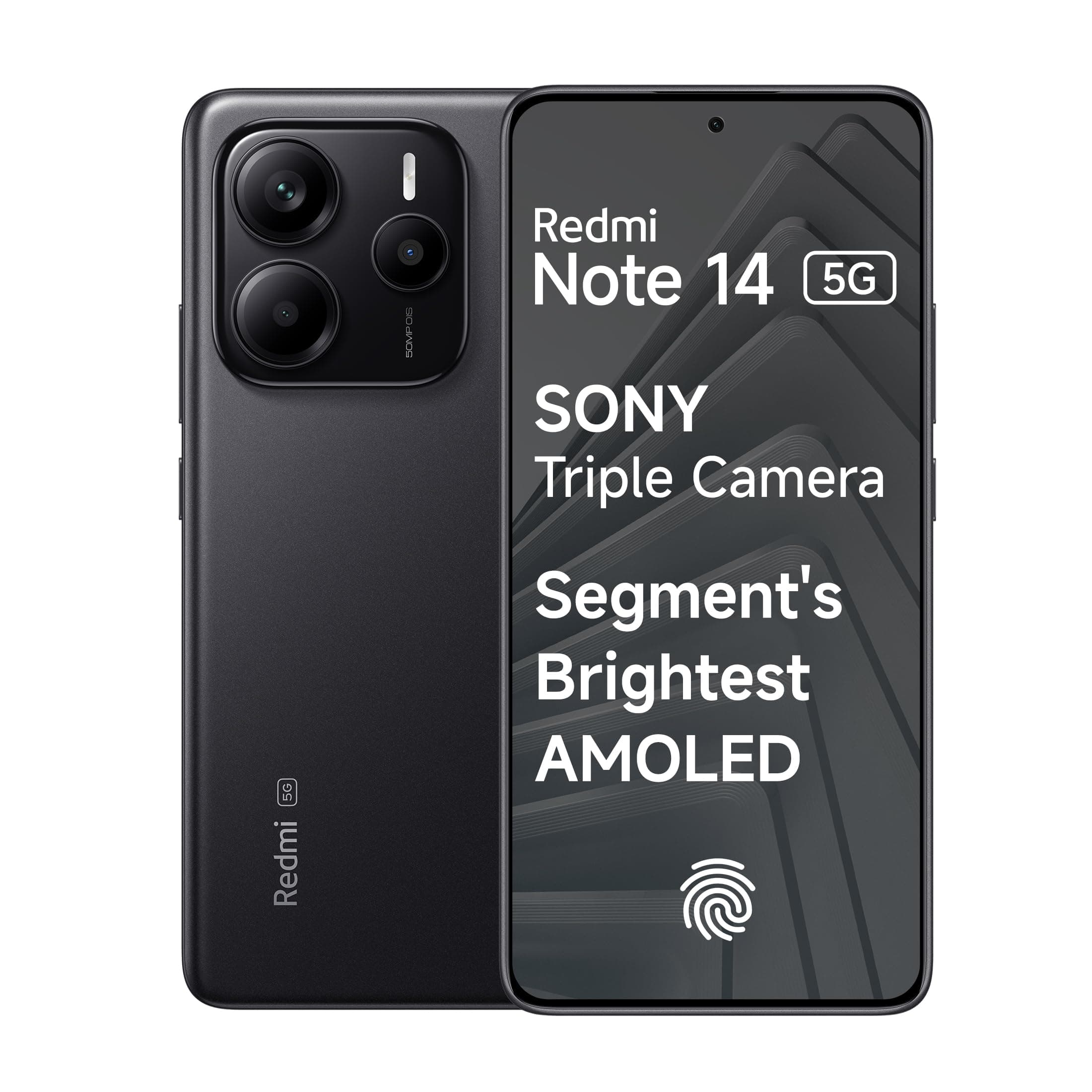 Redmi Note 14 5G (Titan Black, 6GB RAM 128GB Storage) | Global Debut MTK Dimensity 7025 Ultra | 2100 nits Segment Brightest 120Hz AMOLED | 50MP Sony L...