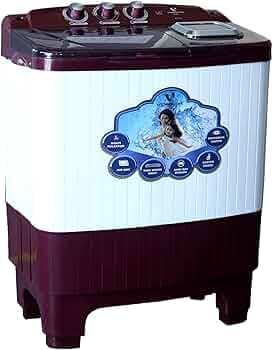 videocon 6.5 kg Semi-Automatic Top Loading Washing Machine (WM VS65N15-RRK7 White and Maroon)