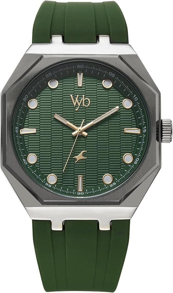 Fastrack Vyb Rebel Quartz Analog Green Dial Watch for Men