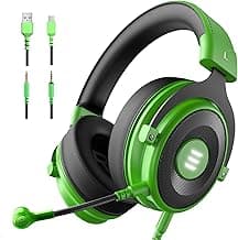 EKSA E900 Pro Gaming Headset Xbox One Headset with Virtual 7.1 Surround Sound, PS4 Headset Noise Cancelling Over Ear Headphones with Mic&LED Light, Co