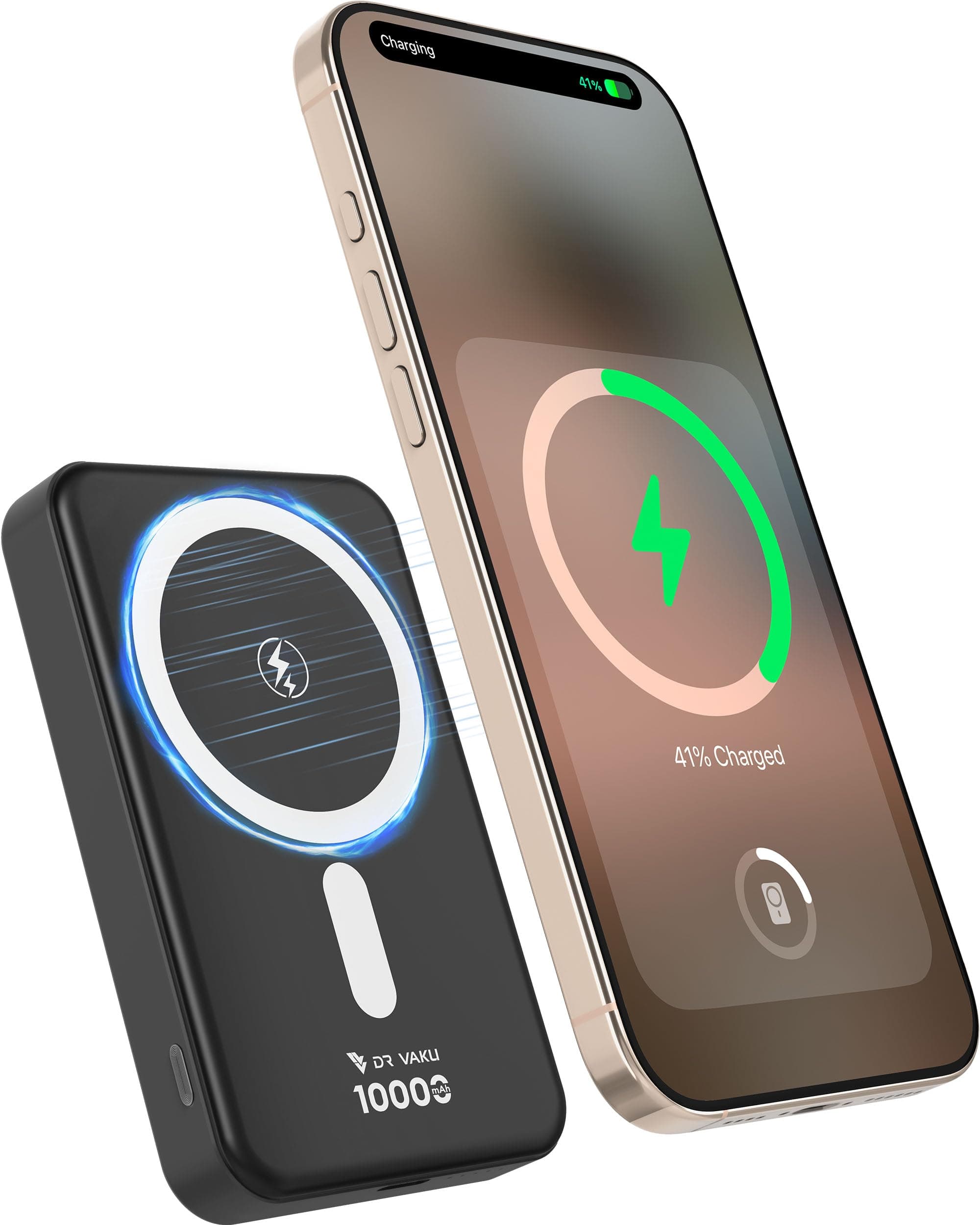 DR VAKU 10000mAh Magnetic Wireless Power Bank for iPhone 16/15/14/13 Series iWatch & Airpods 15w Magsafe & 22.5w PD Type C Fast Charging (Input & Outp...