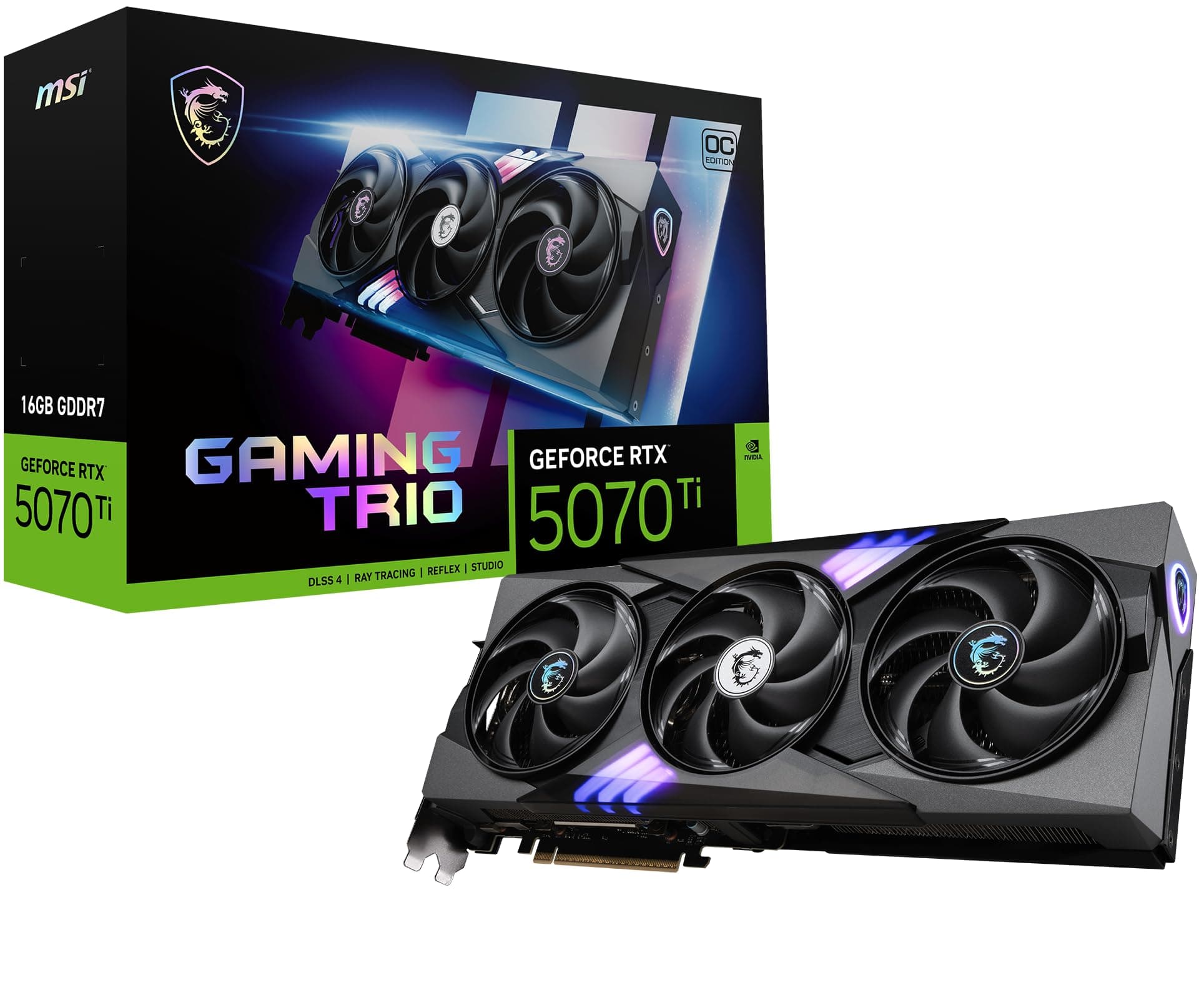MSI Gaming RTX 5070 Ti 16G Gaming Trio OC Plus Graphics Card (16GB GDDR7, 256-bit, Extreme Performance: 2580 MHz, DisplayPort x 3 2.1a, HDMI 2.1b, NVI...
