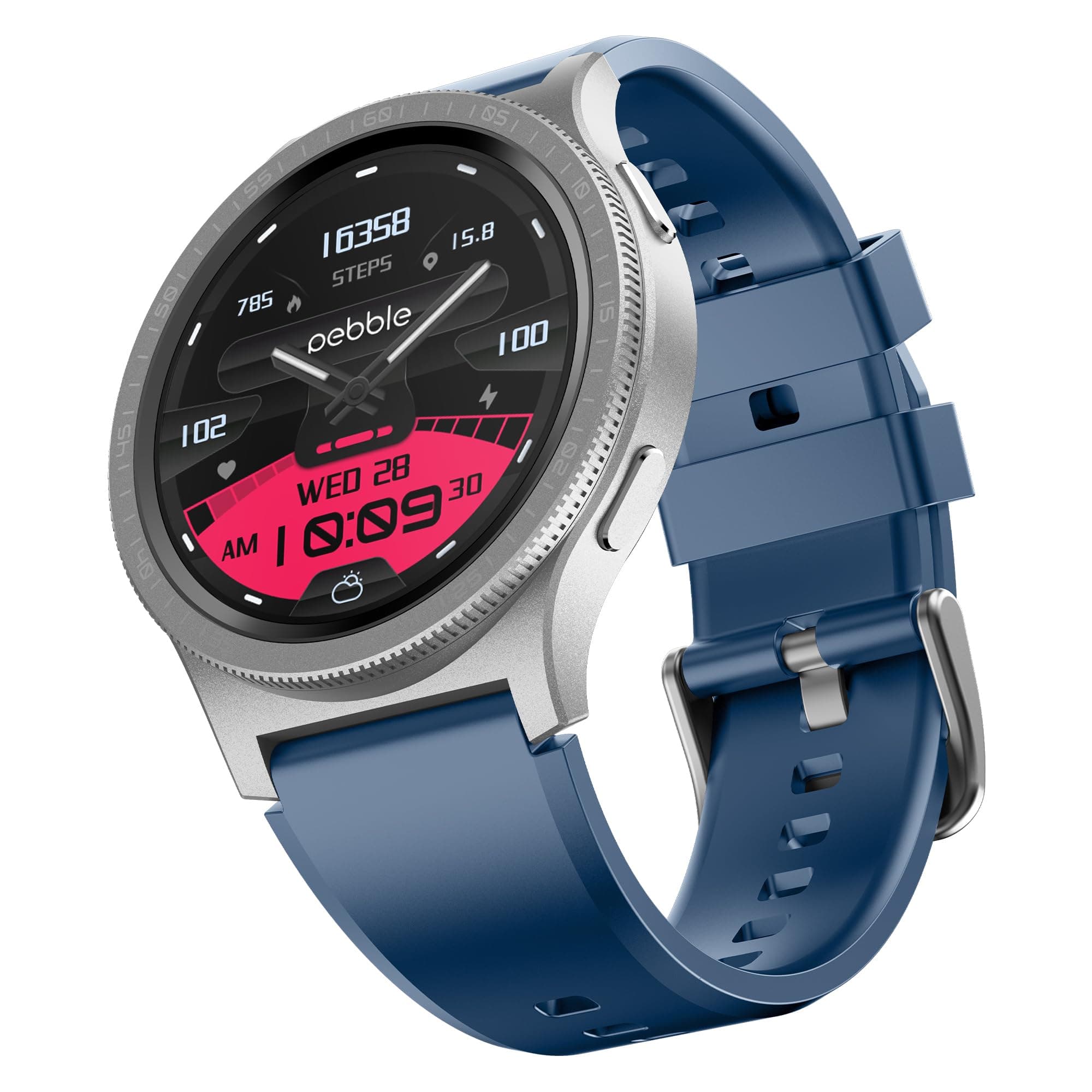 Pebble Revolve Pro 1.43" Ultra AMOLED Smartwatch | Rotating Bezel | 600 Nits Brightness | AOD | High-Accuracy Step Counter | Metal Build & Premium Str...