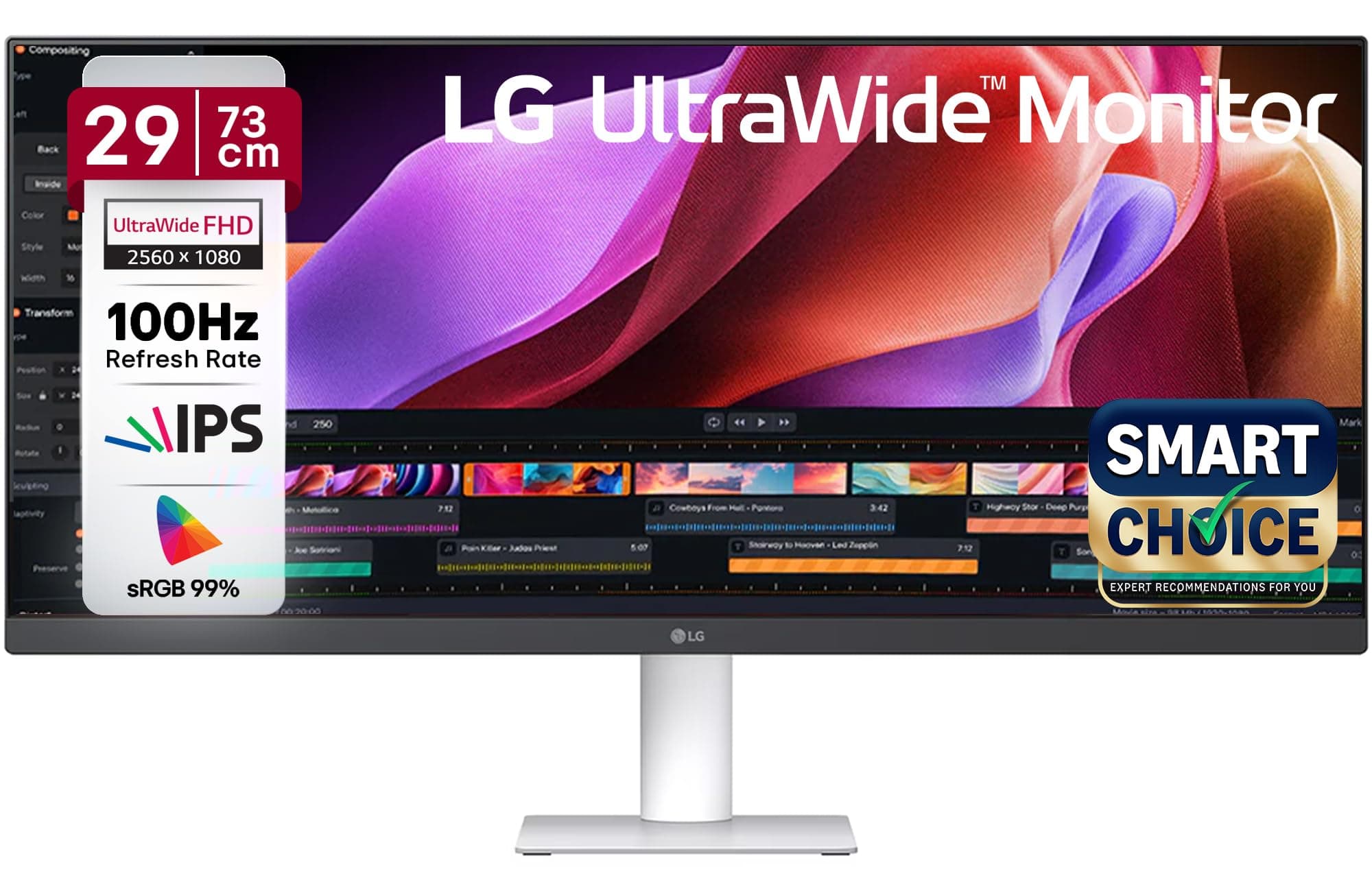 LG 29U531A 73 cm (29 Inch) UltraWide WFHD (2560x1080) IPS Monitor, 100Hz, 5ms(GtG), Anti-Glare, sRGB 99% (Typ.), HDR10, 3-Side Virtually Borderless, H...