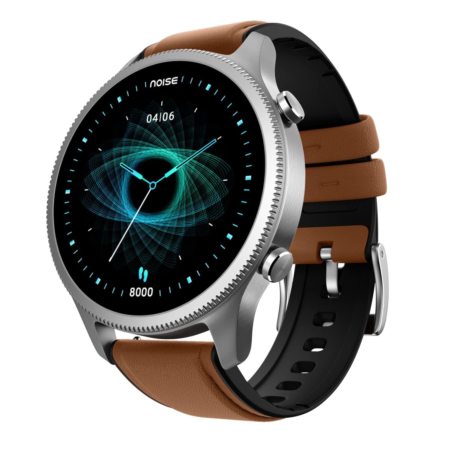 Noise NoiseFit Halo Bluetooth Calling Smart Watch, 1.43" AMOLED Display, Premium Metallic Build, Always on Display, Smart Touch Tech, Health Suite - Vintage Brown (Leather Strap)