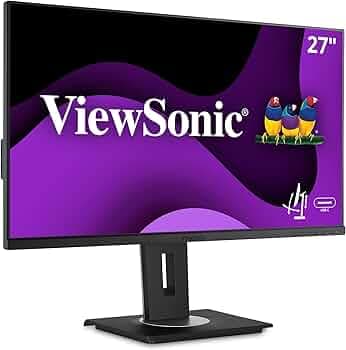 ViewSonic 27 Inch Fhd IPS Professional Monitor with USB Type-C One Cable Solution 60W Charge Back,Height Adjustment,Tilt,Pivot,Swivel,3-Side Frameless...