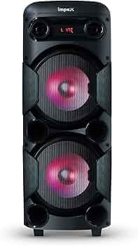 Impex TS-8001 80 Watts Multimedia Portable Trolley Speaker with USB/SD/TF/FM Radio/AUX/Remote/Bluetooth/Wireless Mic & DJ LED Light Function (Black)