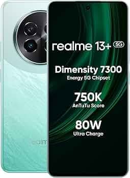 realme 13+ 5G Smartphone 8+128GB, 6.67-inch Screen, 120Hz Display, 80W SuperVOOC, 5000mAh Battery, 50MP Camera, Dimensity 7300 Energy, IP65