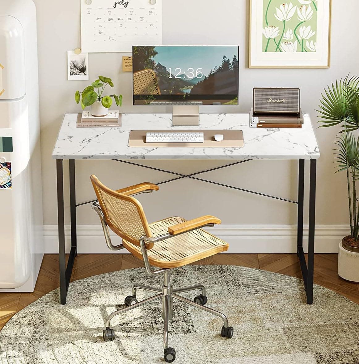 QARA Wood Laminated Study Table, Computer Table for Home,Office Table, Desktop,Laptop Table, Office Desk (Pearl Italian)