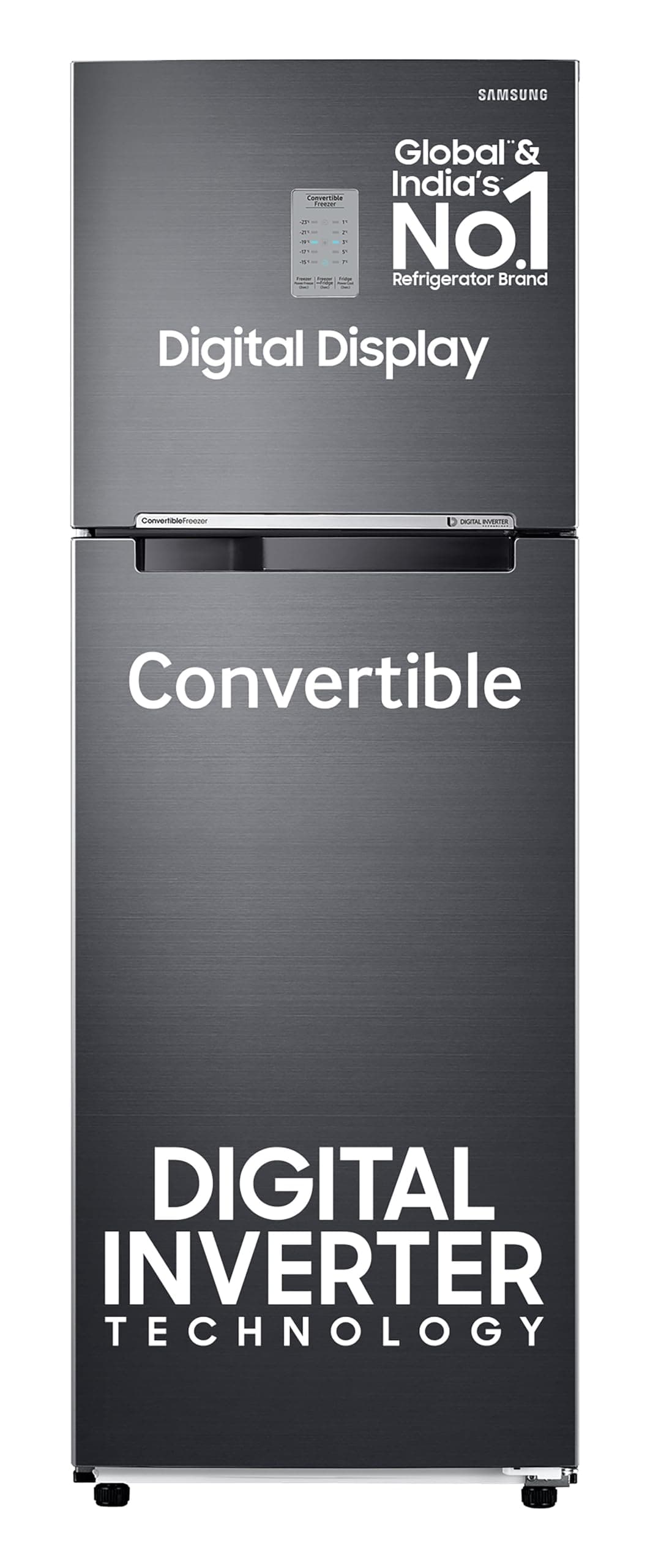 Samsung 256L 3 Star Convertible Digital Inverter with Display Frost-Free Double Door Refrigerator (RT30C3733BX/HL,Luxe Black