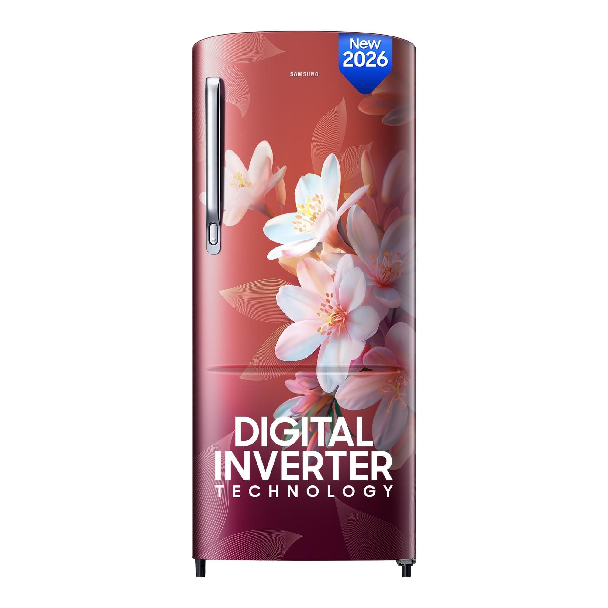 Samsung 183 L, 3 Star, Digital Inverter, Direct-Cool Single Door Refrigerator (RR20H1723WR/HL, Wild Lily Red, Single Touch Defrost, 2026 Model)