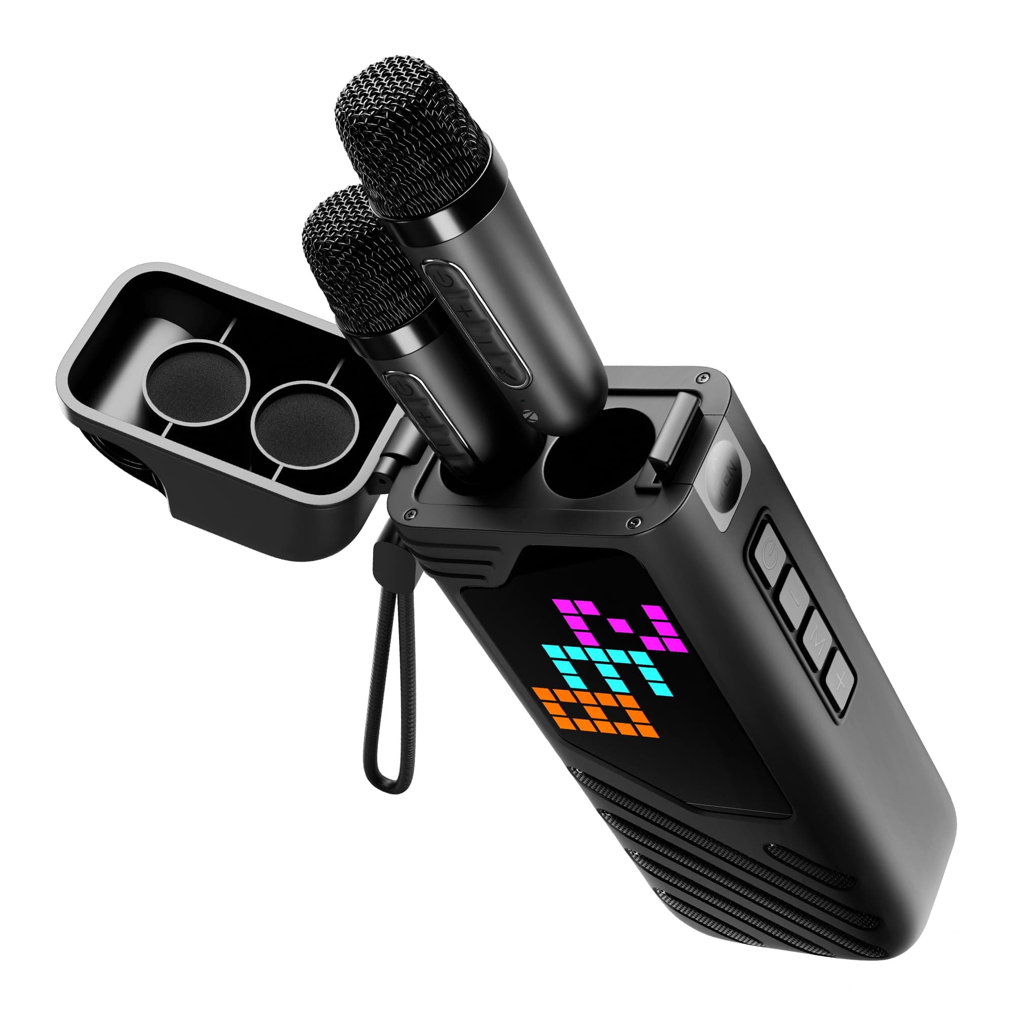Zebronics Music Bomb X50 Bluetooth Speaker, 20W RMS, Up to 7h Playback, 4000mAh, Dual Wireless Mics + Holder, Karaoke & Voice Changer, 17 Animations L...