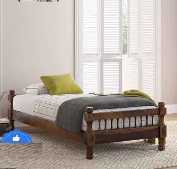 AADITYA WOODS Solid Sheesham Wood Single Bed Cot without Storage | Single Size Bed for Bedroom | Multipurpose Use Bed- Walnut 22