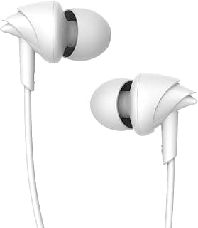 (Renewed) boAt BassHeads 100 in-Ear Headphones with Mic (White)
