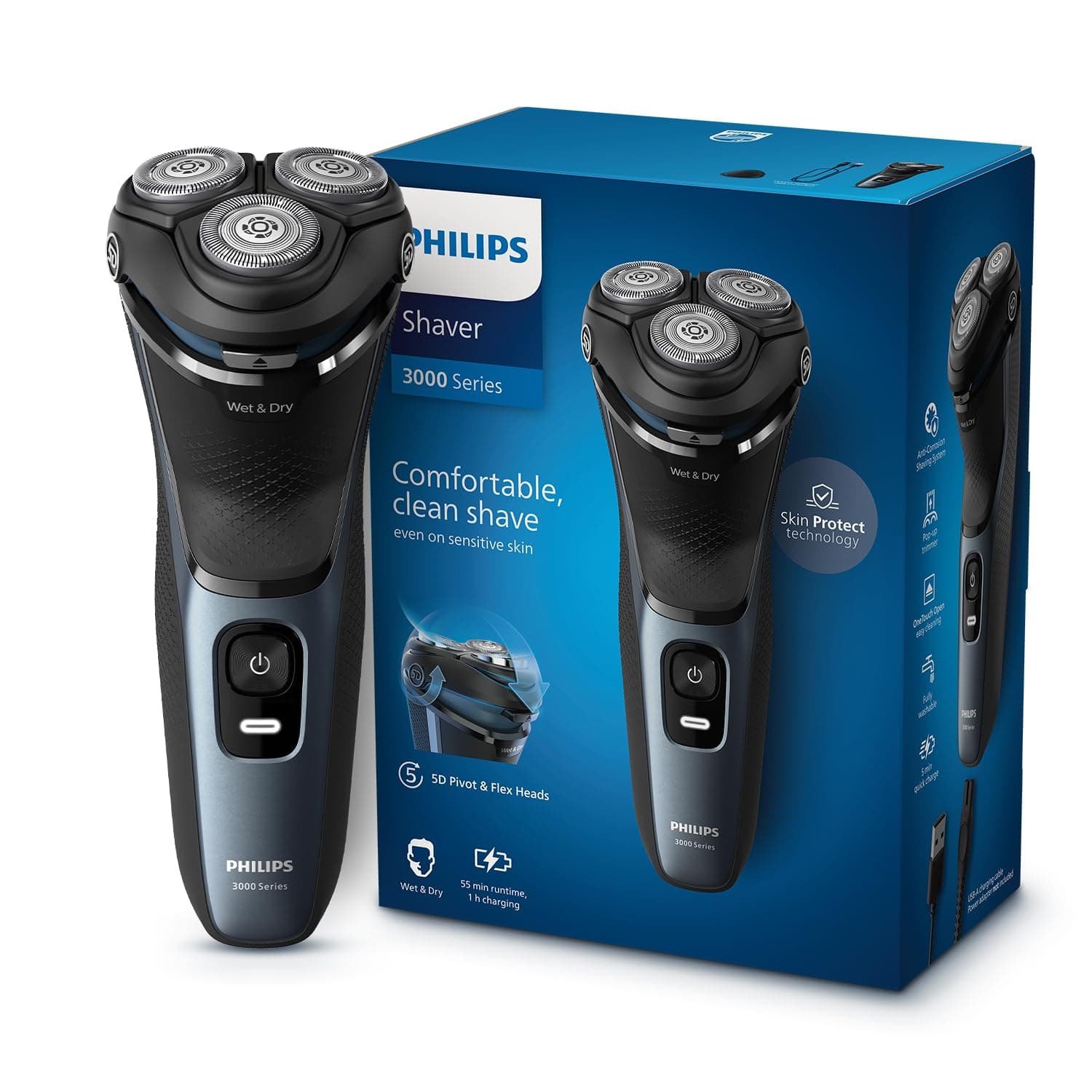 Philips Electric Shaver for Men, SkinProtect Technology, Wet and Dry Shave, 5D Floating Heads, 27 Self Sharpening Blades, Pop-up Trimmer, Cordless, Wa...