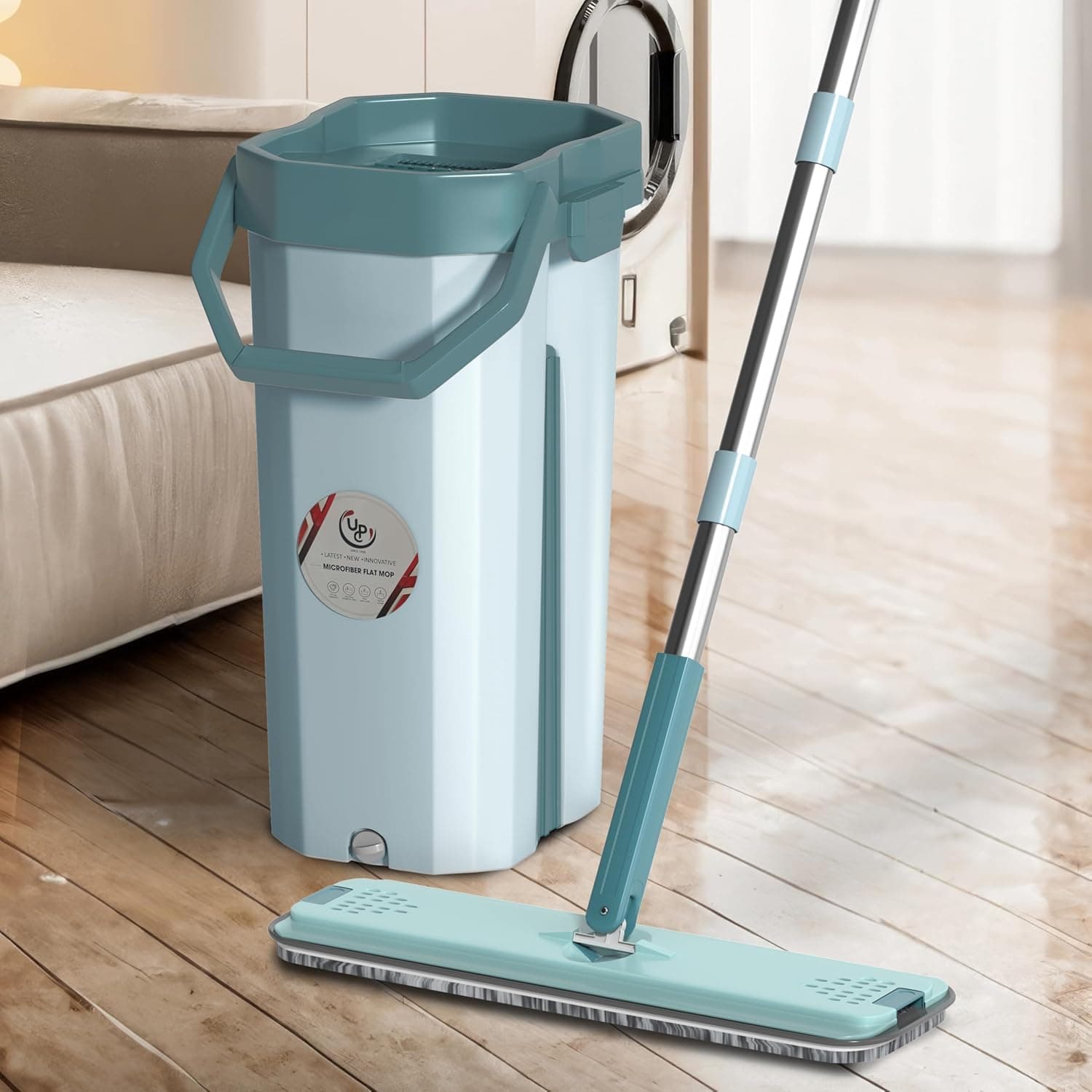 U.P.C Moppers for Cleaning Floor/Mop Bucket for Home Cleaning Floor Wet & Dry / 360 Degree Hands Free Cleaning Mop. - Green