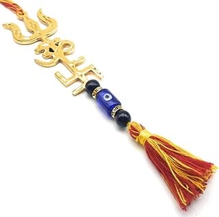 Jaz Bigger Size Divine Yantra-Trishakti Brass (Swastik Om Trishul Yantra) Evil Eye Hanging for Home Wall /Door/Work Place/Car-Buri Nazar-Buri Drishti-