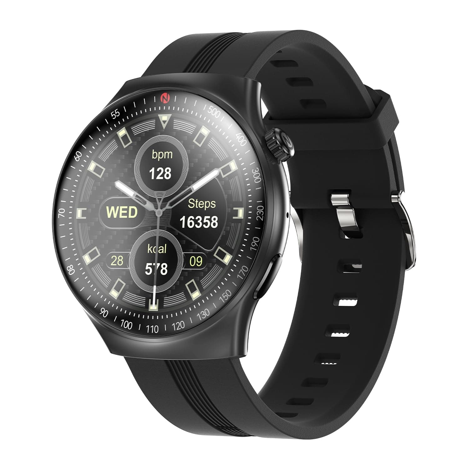 itel Alpha Pro 36.3mm (1.43") AMOLED Display, Round Dial SmartWatch, 700 Nits Brightness, 12 Days Battery Life, Bluetooth Calling Along with Multispor...
