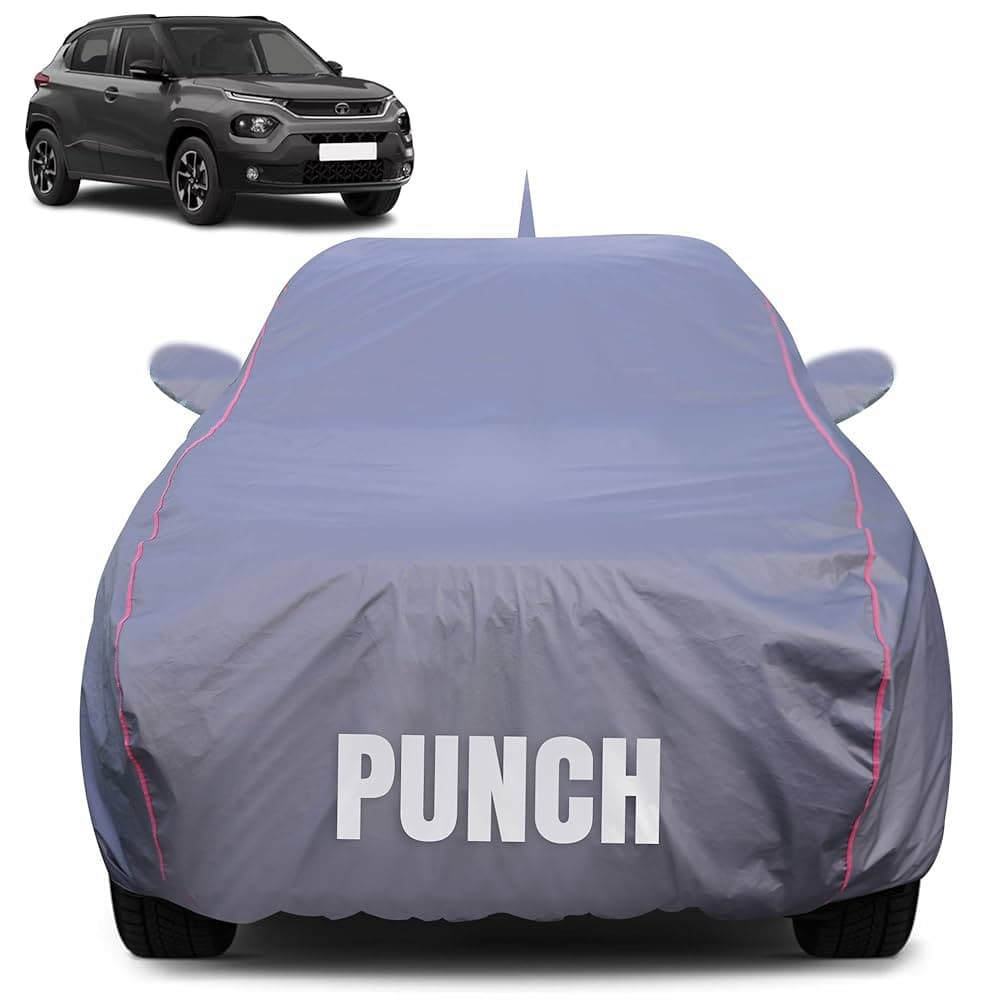 CABIUS 100% Waterproof Car Body Cover for Tata Punch (2021-2025) with Mirror Pocket (Heat & UV Resistant, Triple Stitched, Soft Lining, Bottom Elastic...